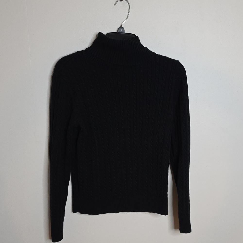 American Living Black Cable Knit Turtleneck Sweater